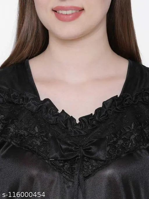 Stylish satin pyjamas, women's night suits by Aely Shine Enterprises, solid pattern, short sleeves, sizes S-XL, made in India