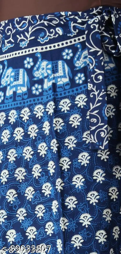 Jaipuri Print Cotton Wraparound Skirt, vibrant net skirt for women, Jaipuri print style on display