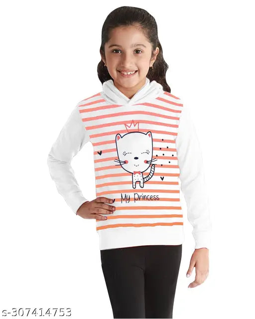 Cotton blend, full sleeve hoodies for girls (ages 1-8), adorable printed design