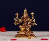 Small, intricate 8-handed brass statue of Varahi Amman God idol from India
