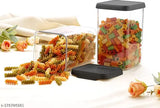 Transparent storage jar and container set, unbreakable and air tight, BPA free containers for kitchen storage, grocery kitchen container set, 1100ml pack of 12 black