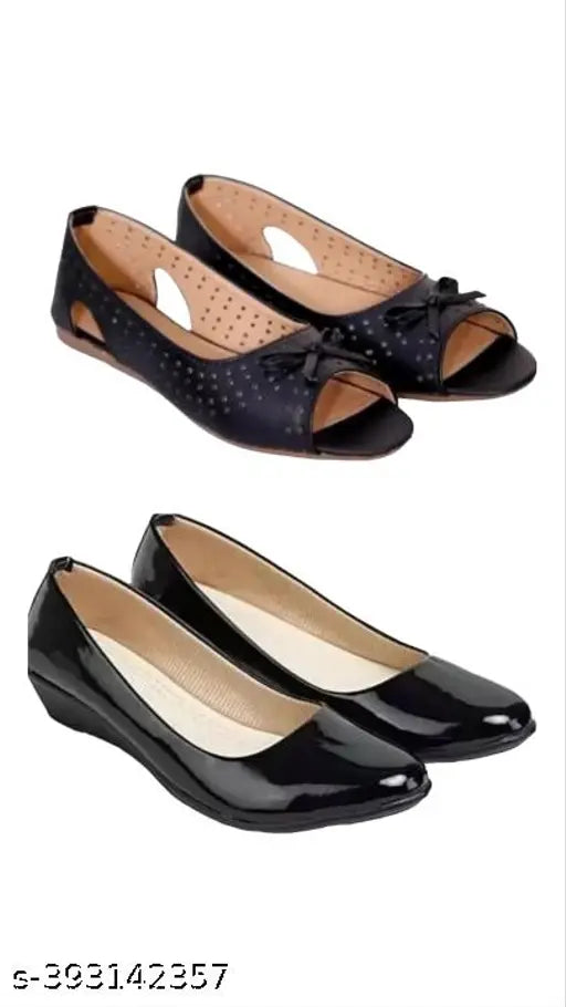 Synthetic ethnic fancy sandals (PACK OF 2) for women and girls in attractive colors and designs, comfortable ballerinas by Shakti Enterprises, India