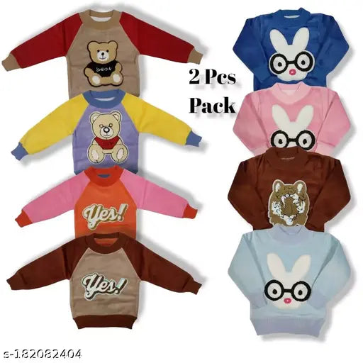 Velvet sweatshirts for babies (2 pc pack), soft and comfortable fit in regular sizes. Printed design in various colors