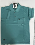 Striped cotton short sleeves men's trending t-shirt, high-quality polo neck design with pocket, Made in India