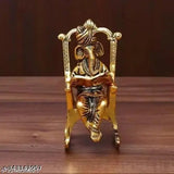 Metal Ganesh ji idol (14cm), sitting on chair, perfect home decor & Feng Shui showpiece gift