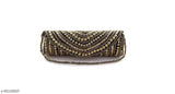 Handcrafted women's black clutch purse, fabric exterior