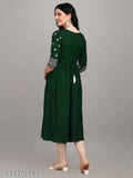 Khaki long-sleeved kameez, traditional embroidery, fitted style