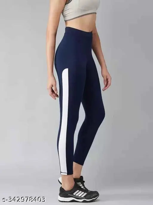 Women's cotton blend solid yoga tights, stretchable Lycra regular fit leggings, size 34 (36in waist, 34in length), made in India