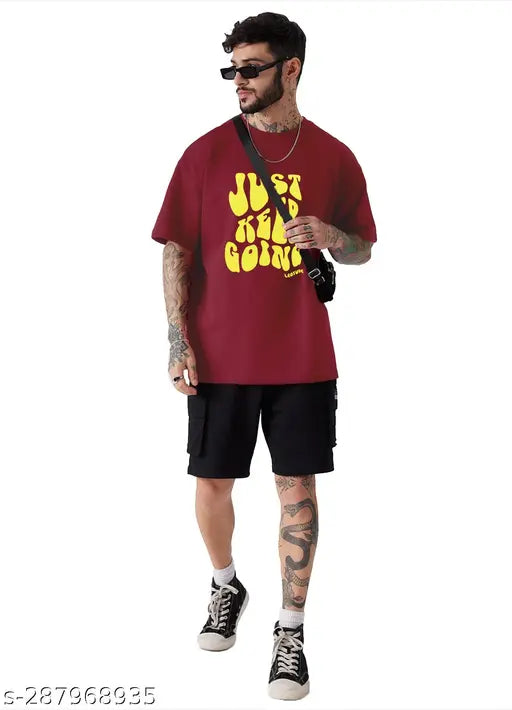 Multicolor printed cotton blend round sleeves mens t-shirt pack of 2, fashionable clothing from Trond's latest collection, style for every story