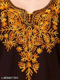 Trendy winter woolen kurta, gold embroidery detailing