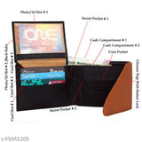 Black N Tan PU Men's Premium Wallet, features 5 compartments, free size (10cm x 13cm), made in India