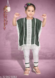 Cotton A-line girls kurta set with embroidery, 1-2 years, Indian ethnic wear for kids