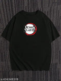 Black cotton blend Men Inosuke Swordsman printed T-shirt, short sleeves, men's oversized style