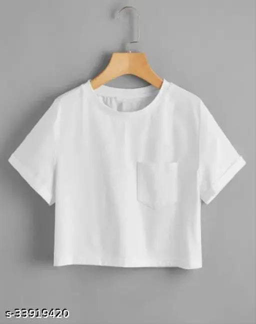 Cotton crop t-shirt with printed net pattern, short sleeves, XL size from India