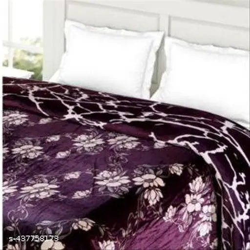 Microfiber floral all-season double bed blanket, ideal for AC rooms, easy & durable with reversible design, colors and designs may vary