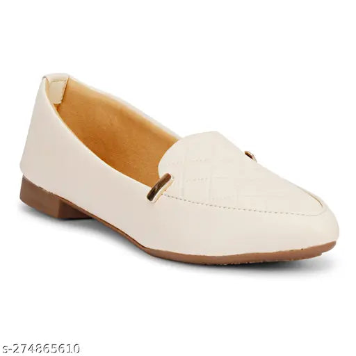 Synthetic textured ballerinas - PILOT CRM slip-on shoes for women & girls (cream), casual design with cushioned footbed, TPR sole. Ind-3, Ind-4, Ind-5, Ind-6, Ind-8 sizes, made in India