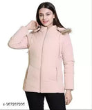 Solid quilted nylon winter jacket for women, Brazo brand, long sleeves, solid pattern with zip closure