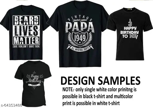 Customized printed cotton T-shirts, personalized with photos and text for men and women, half sleeve, round neck design, customizable for various occasions like Birthday, Anniversary, etc. (India)