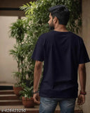 Dark Blue Cotton Blend Solid Tee - Comfortable, lightweight, premium stitching, everyday wear