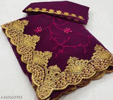 Embroidered Indian saree set in super net fabric, free size, length 5.5m