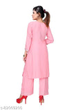 Rayon Kurta & Palazzo Set with Mirror Work Embroidery - Indian Women's Fashion - Round Neck, Three-Quarter Sleeves, Side Slits