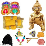 Brass Laddu Gopal full set combo with 13 dresses, Indian God idol (Size 0no. to 1no.)