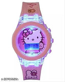 Hello Kitty watch with glow in the dark blue background and pink strap