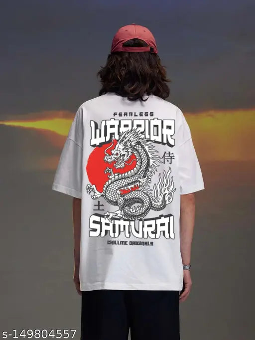 Korean cotton three-quarter sleeve men's t-shirt with printed design, XL size (46in chest, 30in length), made in India
