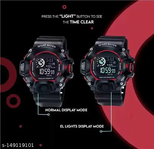 Digital watch, square LED face, multi-functional, boys' wristwatch