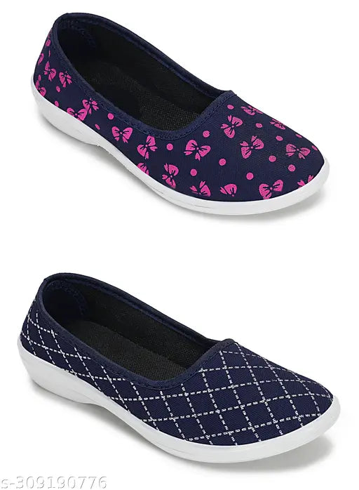 Synthetic bellies pack of 2 (ASTETIK 4 U Latest Collection) - Comfortable, fashionable, and colorful slip-on ballerinas for women and girls