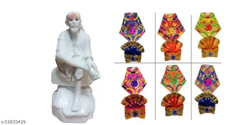 White ceramic Sai Baba Murti marble dust idol statue, 45-inch figurine for pooja worship