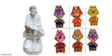 White ceramic Sai Baba Murti marble dust idol statue, 45-inch figurine for pooja worship