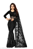 Embroidered net saree with satin running blouse, free size, India origin