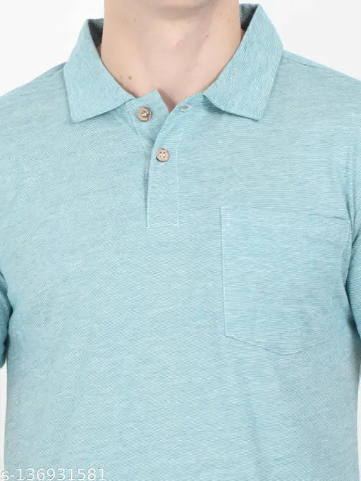 ECOLINE Men's solid polo T-shirt, polycotton, pinstriped, recycled polyester & organic cotton - perfect for semi-formal wear