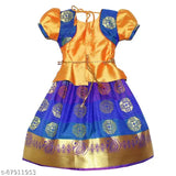 Cotton silk kids' floral lehenga-choli with waist belt, Indian traditional festive wear for 6 months to 5 years