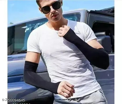 Cotton arm sleeves pack, trending and stretchable for sports, sun protection, unisex base cap pattern, made in India