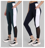 Green Lycra jeggings, stylish & comfortable tight for women gym wear, fully stretchable in sizes 28-44 (Waist: 28in-40in, Length: 35in, Hip: 30in-40in)