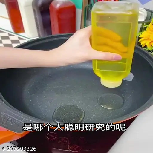 Transparent plastic 9UP Injection Press Oil Bottle, 300ml for kitchen organization and storage