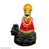 Colorful resin Shree KHATU Shyam JI Backflow Smoke Fountain Incense Holder with 12cm height, includes 10 Bckflow Cones for home temple or office decor