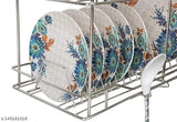 Attractive dish rack with decorative floral design and 5 compartments