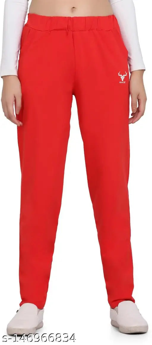 Red track pants women's solid zazbi