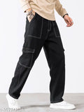 Dark blue men's cargo pants with six pockets