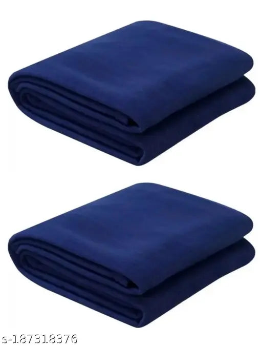 Blue polyester polar blankets, combo pack of 2 for donation use, free size (54in x 90in)
