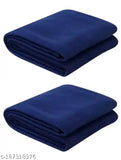 Blue polyester polar blankets, combo pack of 2 for donation use, free size (54in x 90in)