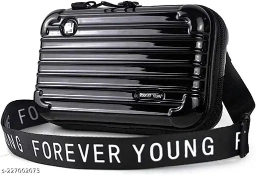 Black sling bag, boxed style, for young girls party evenings