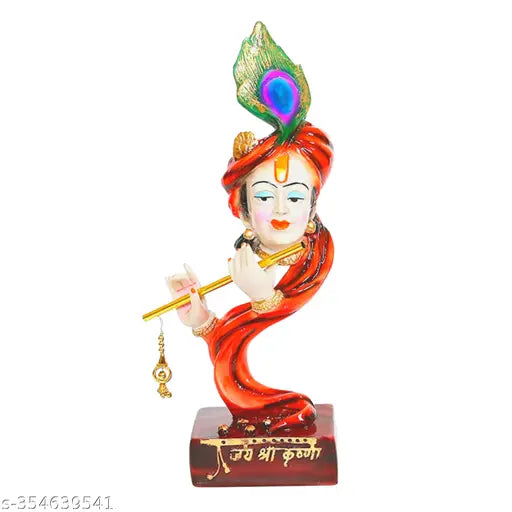 Modern Art Resin Krishna Idol, flute-playing, home decorative item (11.5x11.5x34 cm)
