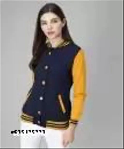 TANDUL women's colorblock fleece jacket, long-sleeved printed net casual jacket, S-XL sizes available, made in India