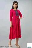 Rayon pink festive wear embroidery Anarkali with printed combo, three-quarter sleeves, S (bust size 36in), latest Indian design