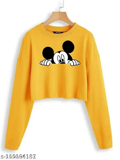 Trendy cotton blend long-sleeve printed women's t-shirt, size S from India