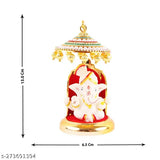 Marble Pagri Ganesh Idol with Designer Umbrella Chatri - Divine, versatile decor for car dashboards, office, study tables, gifts, Diwali celebrations (India origin)
